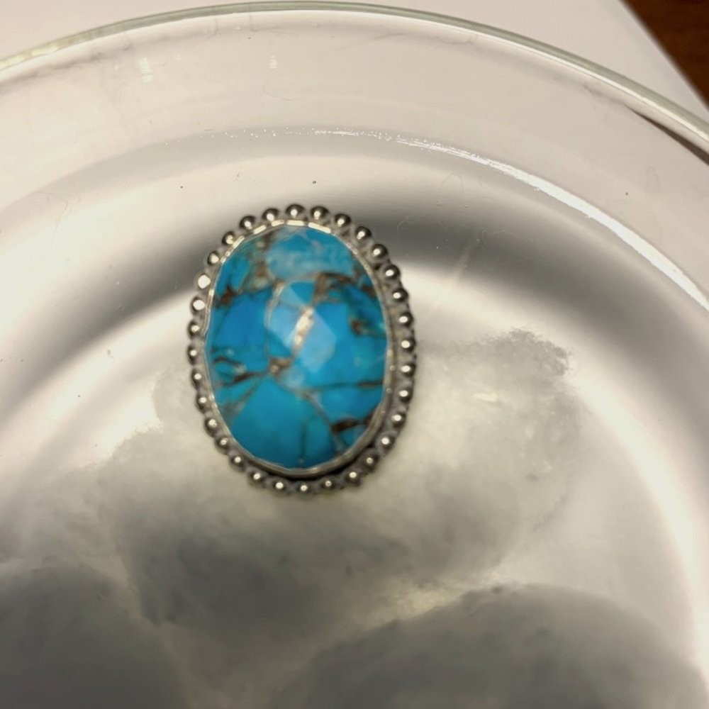 Handcrafted adjustable large turquoise ring